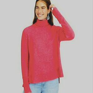 J. Crew Merino Alpaca Blend Turtltleneck Soft Hi Lo Ribbed Hem Granola Sweater S